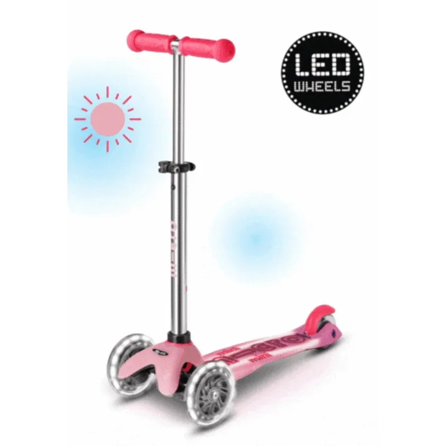 Micro Step Mini Deluxe Glow LED Plus kinderstep – Frosty roze verstelbaar