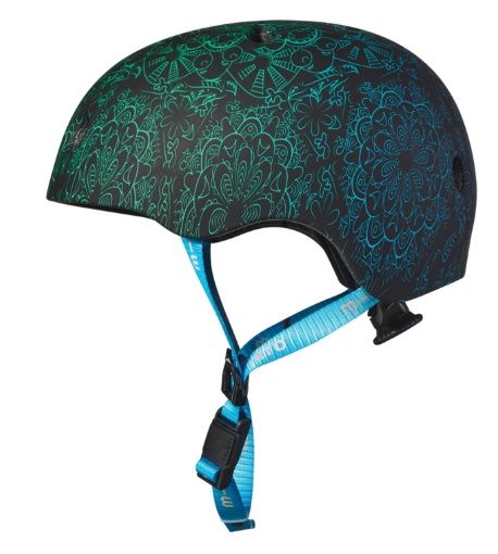 Micro PC helm Deluxe - kinderhelm - wasbare fleece voering - goede luchtcirculatie - Mandala groen/blauw