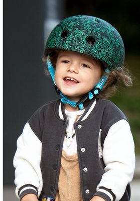 Micro PC helm Deluxe - kinderhelm - wasbare fleece voering - goede luchtcirculatie - Mandala groen/blauw