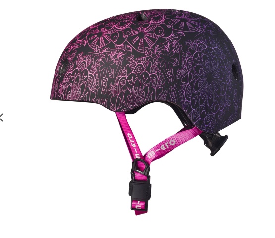 Micro PC helm Deluxe - kinderhelm - wasbare fleece voering - goede luchtcirculatie - Mandala Roze/Paars