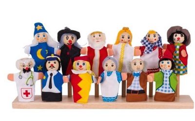 Goki Vingerpoppen – set van 12 stuks (9–11 cm) poppenspel speelgoed
