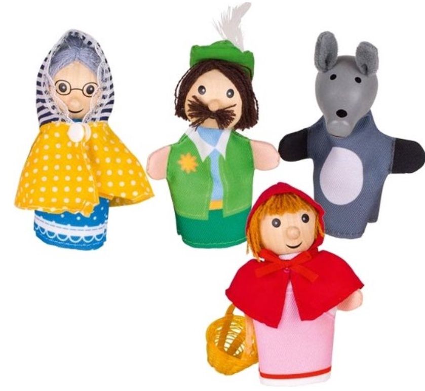 Goki Vingerpoppen Roodkapje – set van 4 stuks (10,5–11 cm) poppenspel speelgoed