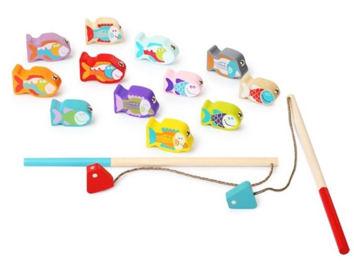 Cubika houten magnetisch visspel – 2 hengels &amp; 12 vissen