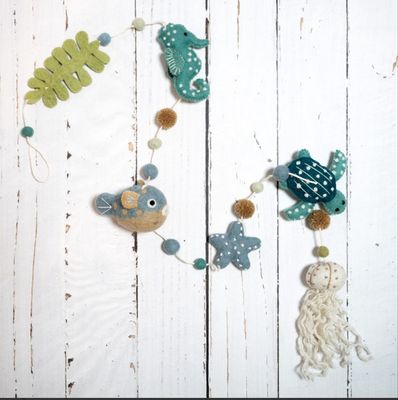 Sjaal met Verhaal Viltslinger Sealife Oceaandieren Viltdecoratie 