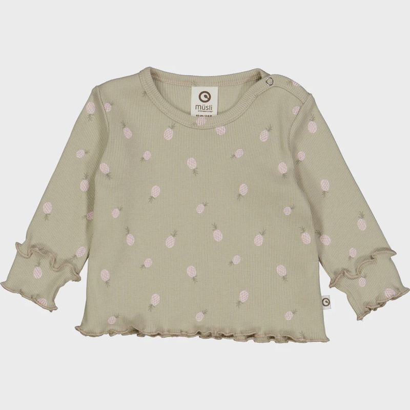 Müsli T-shirt Pineapple – lange mouw biologisch katoen met print