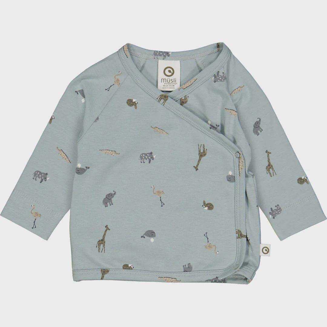 Müsli overslagshirt Mini Me Sleepy – Jasmin Blue biologisch katoen newborn