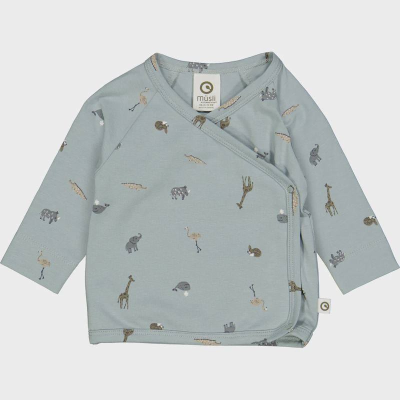 Müsli overslagshirt Mini Me Sleepy – Jasmin Blue biologisch katoen newborn