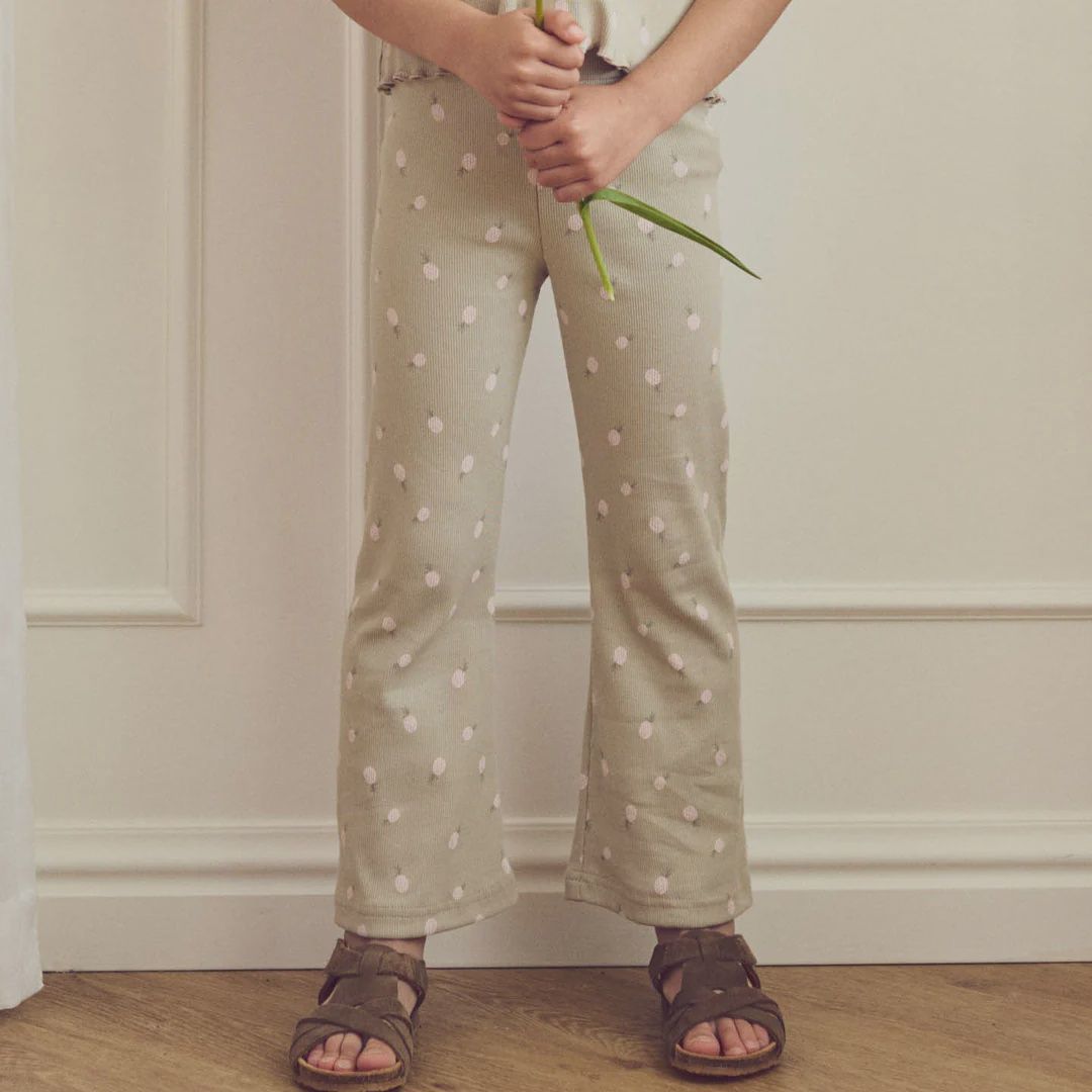 Müsli kinderbroek Pineapple – flared pants biologisch katoen met print