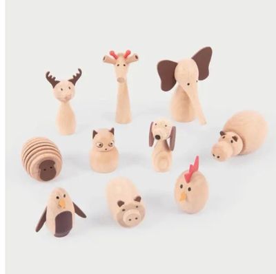TickiT Houten Dierenvrienden – Set van 10

