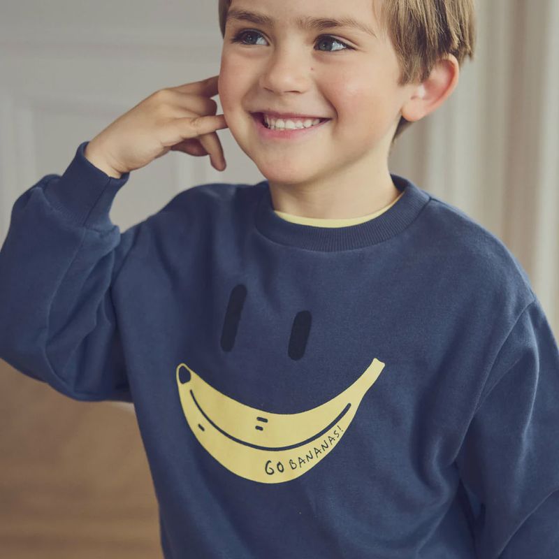 Müsli kindertrui Banana – sweatshirt biologisch katoen met bananenprint