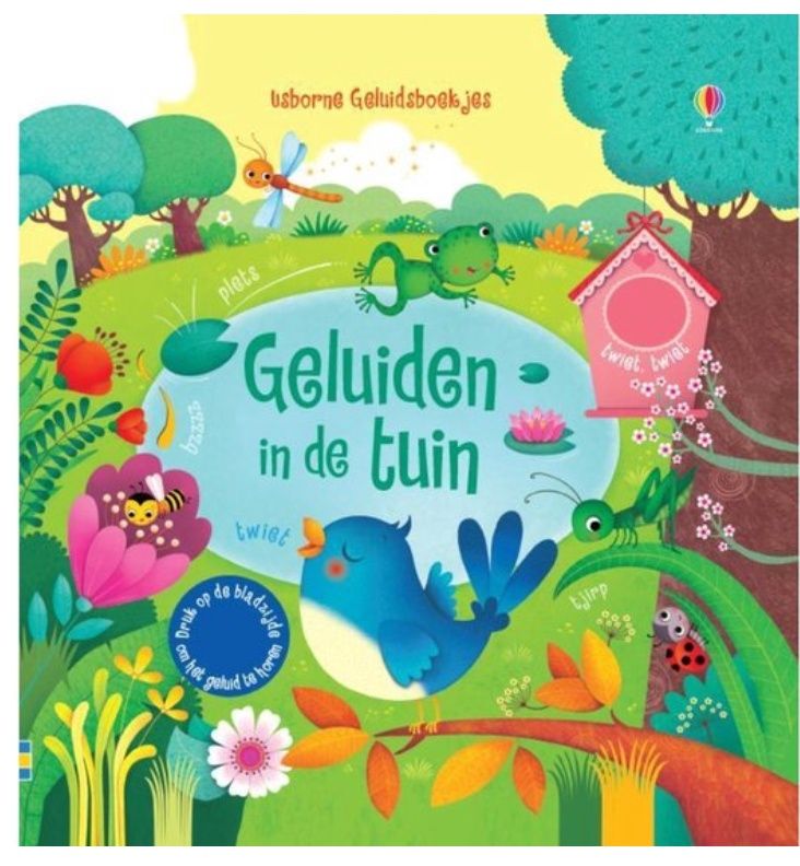 Geluidenboekje Geluiden in de tuin – Interactief kartonboekje met natuurgeluiden (1+ jaar)