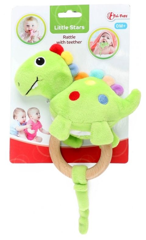 LITTLE STARS baby rammelaar &amp; bijtring – dino piepspeeltje vanaf 0 maanden