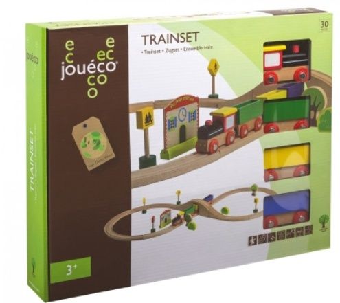 Jouéco houten treinset – 30-delig