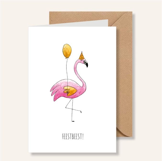 Juulz Feestbeest Flamingo Kaart