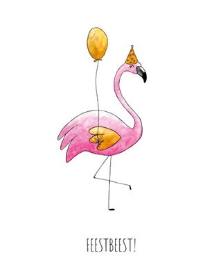 Juulz Feestbeestkaart Flamingo