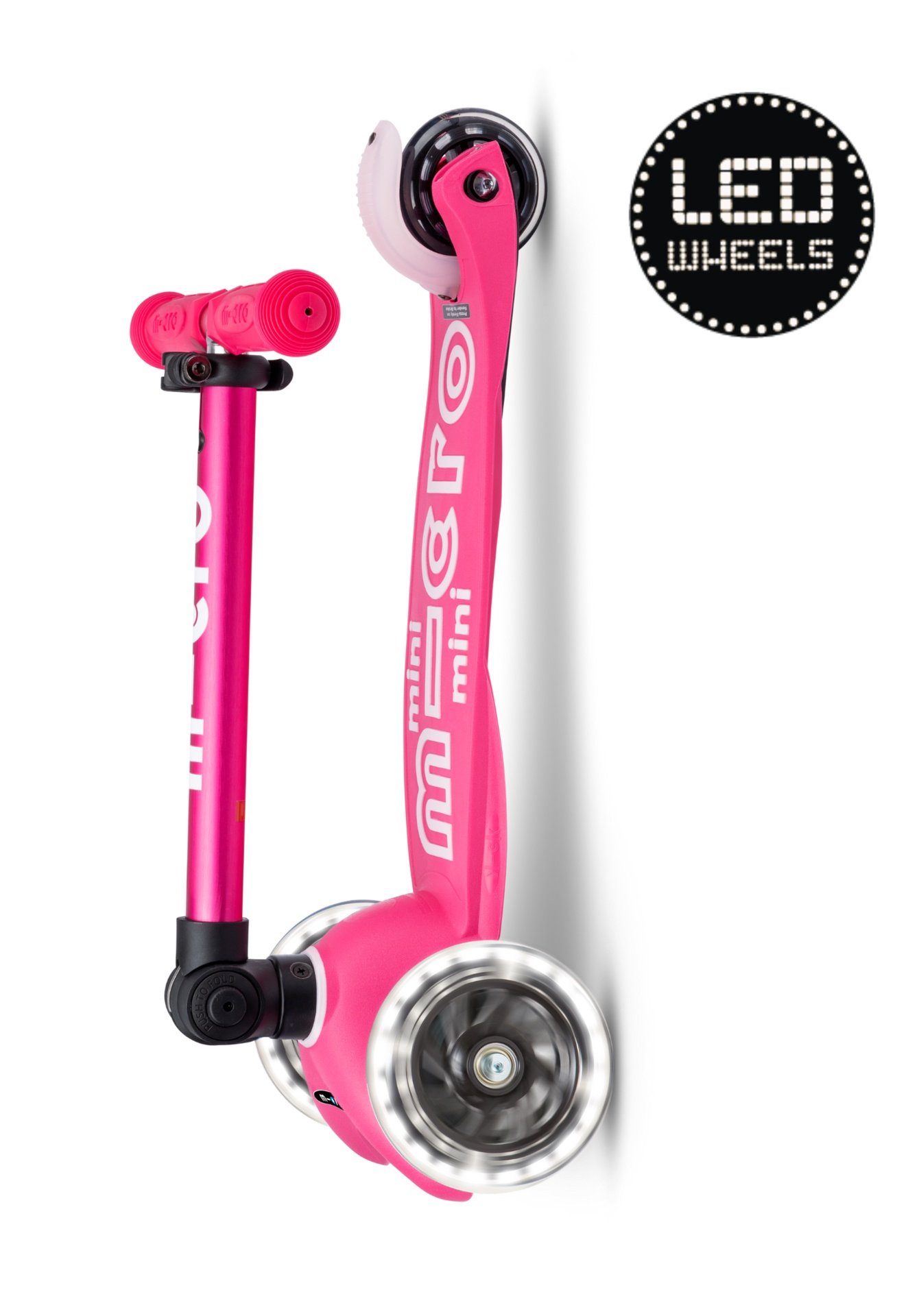 Micro Step Mini inklapbare kinderstep - roze LED lichtgewicht