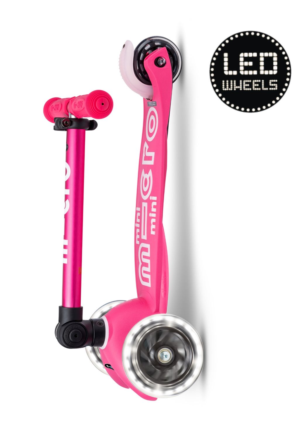 Micro Step Mini inklapbare kinderstep – roze LED lichtgewicht