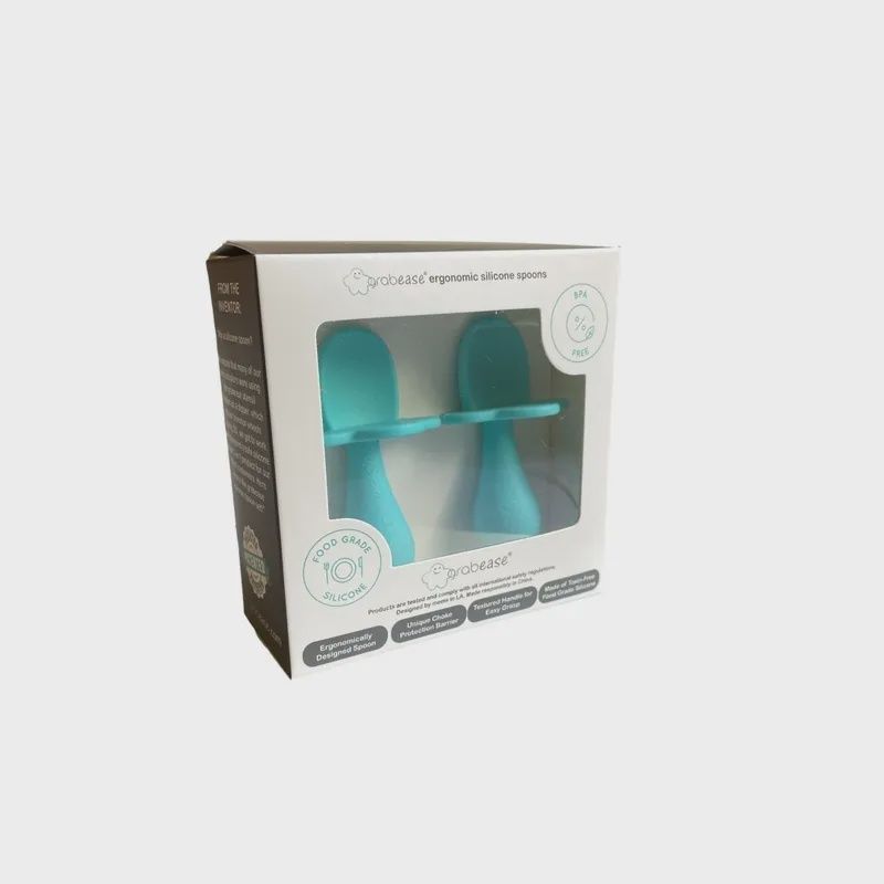 Grabease dubbele lepelset – ergonomische baby lepels (2 stuks), Kleur: Teal