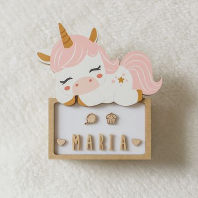 Vintiun Nachtlampje Eenhoorn met Naam Personaliseerbaar 