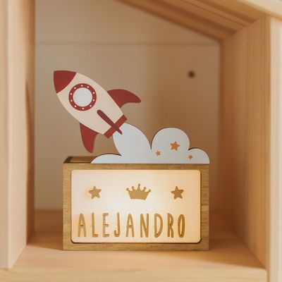 Vintiun Nachtlampje Raket met Naam Personaliseerbaar 
