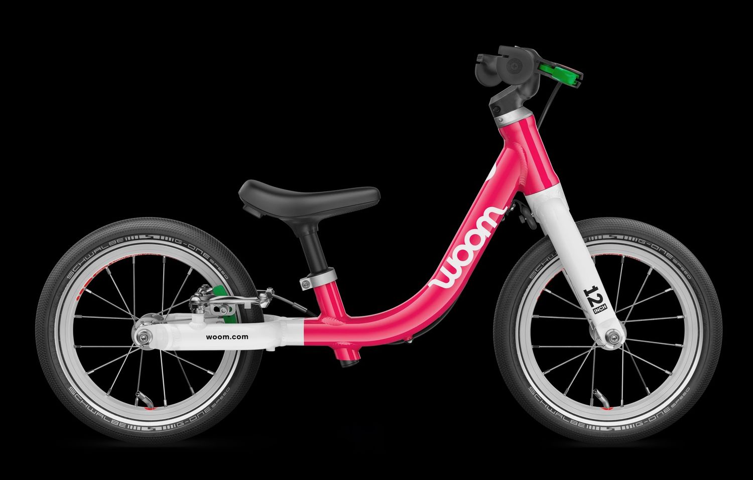 Woom GO 1 Loopfiets – Hot Pink (12 inch)