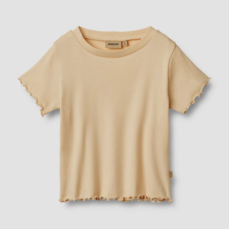 WHEAT Rib T-shirt s/s Irene Macademia- T-shirt