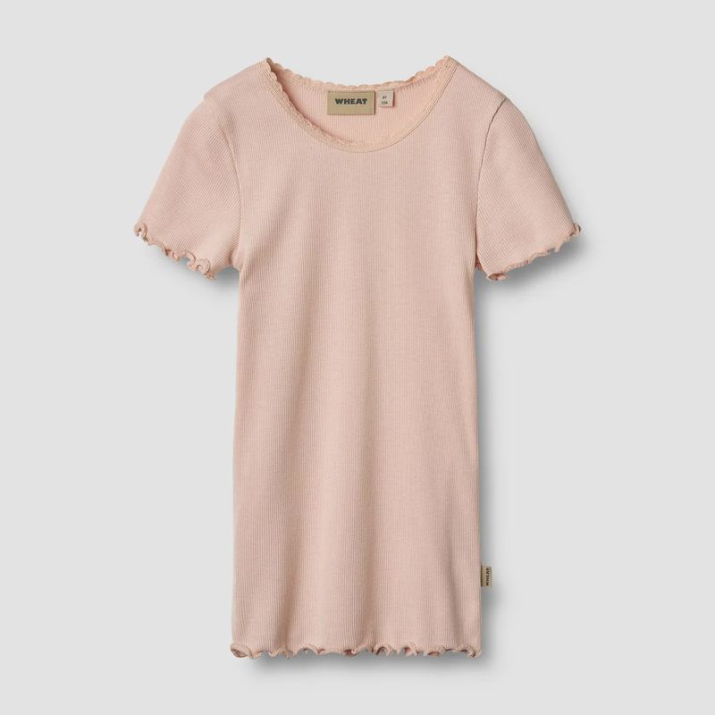 WHEAT Rib T-shirt S/S Katie Powder- T-shirt