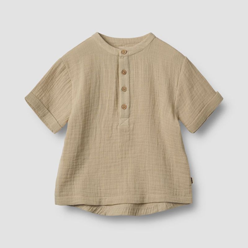 WHEAT Shirt overhemd s/s Svend soft sand- kindershirt