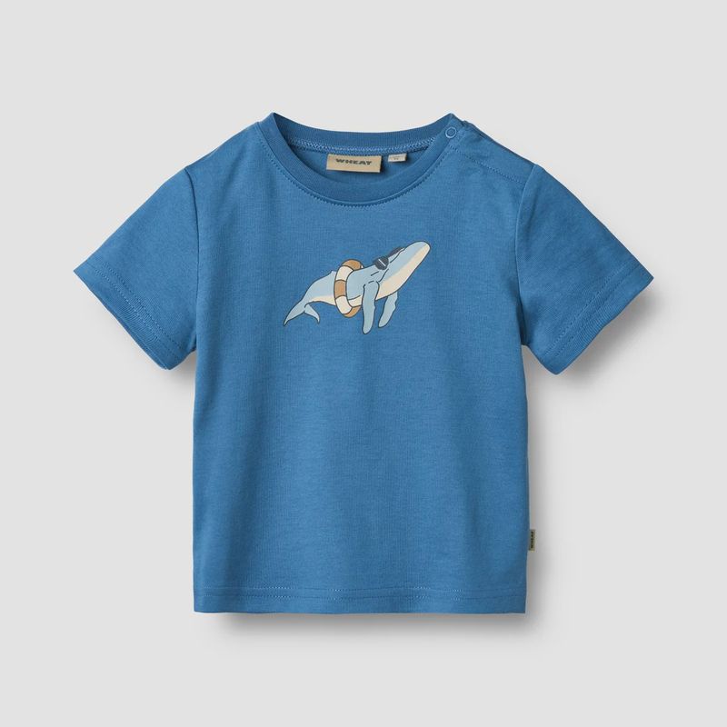 WHEAT T-shirt Walter blue walvis- t-shirt