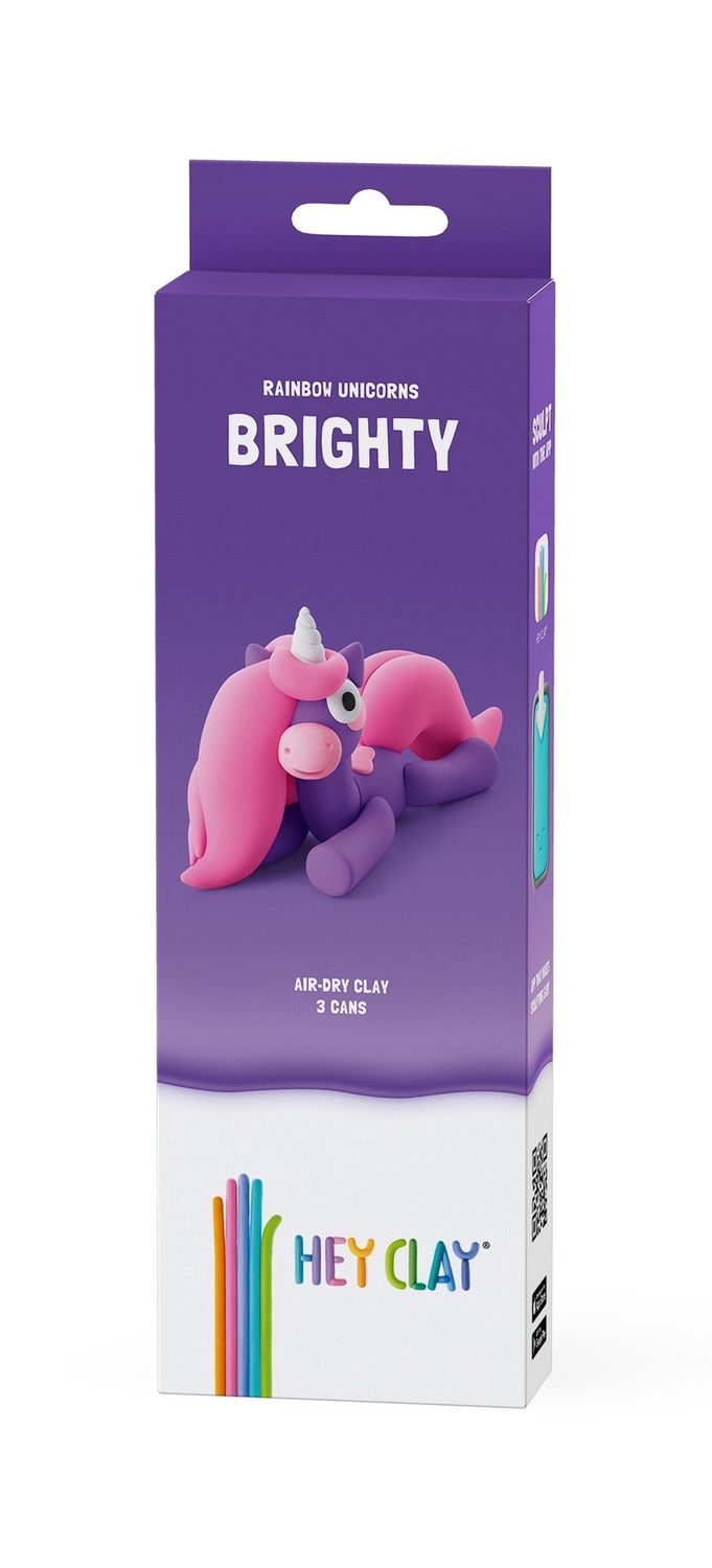 Hey Clay Rainbow Unicorn Brighty (3-delig)