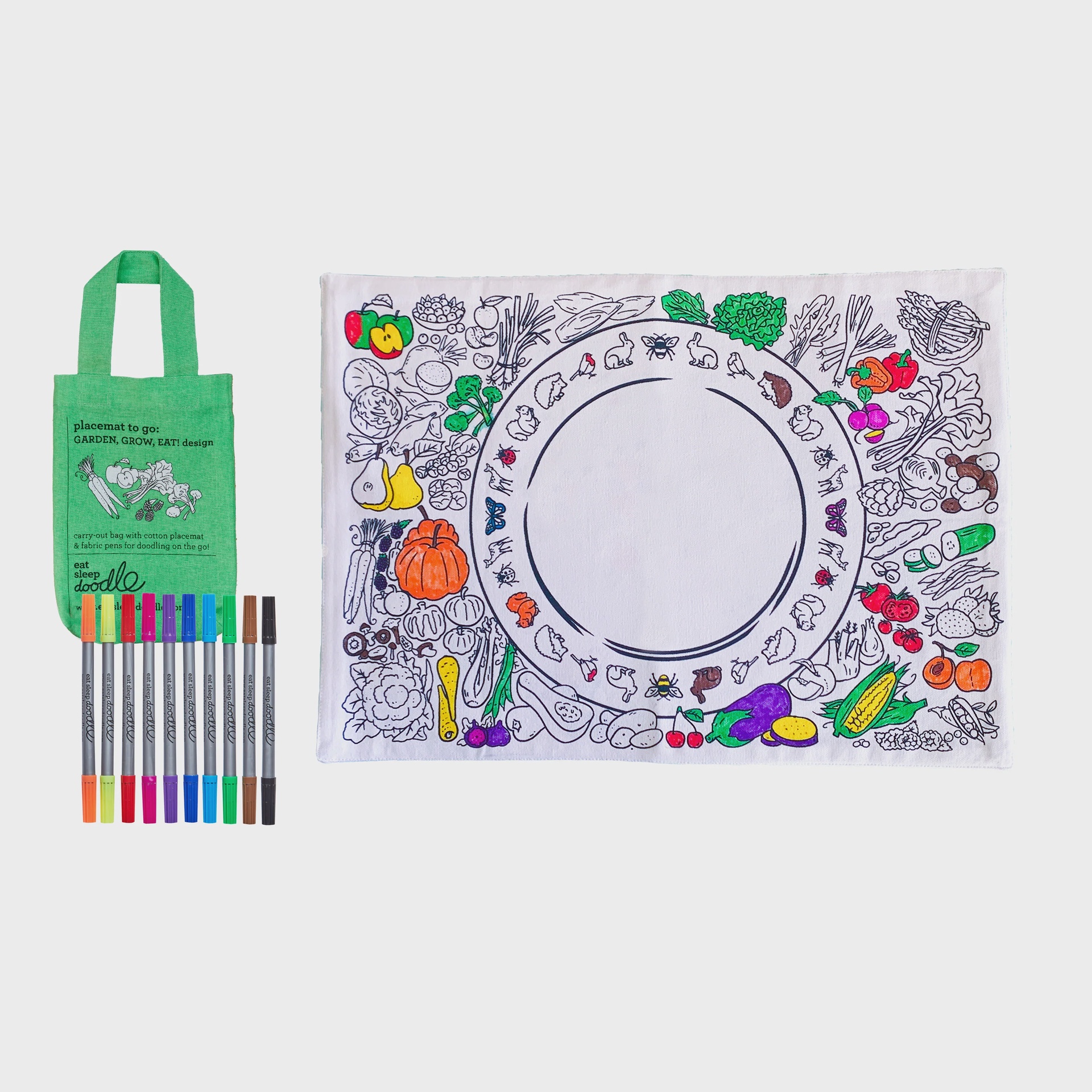 Eatsleepdoodle placemat to go: Garden, grow eat