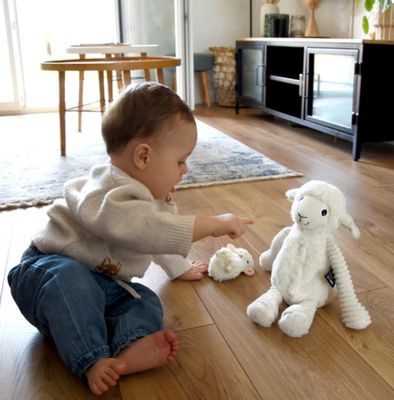 Les Déglingos Ptipotos Knuffelschaap Olou &amp; Baby