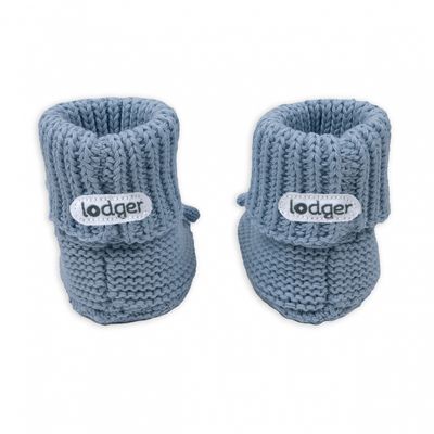 Lodger newborn slofjes Knit Blue Fogg