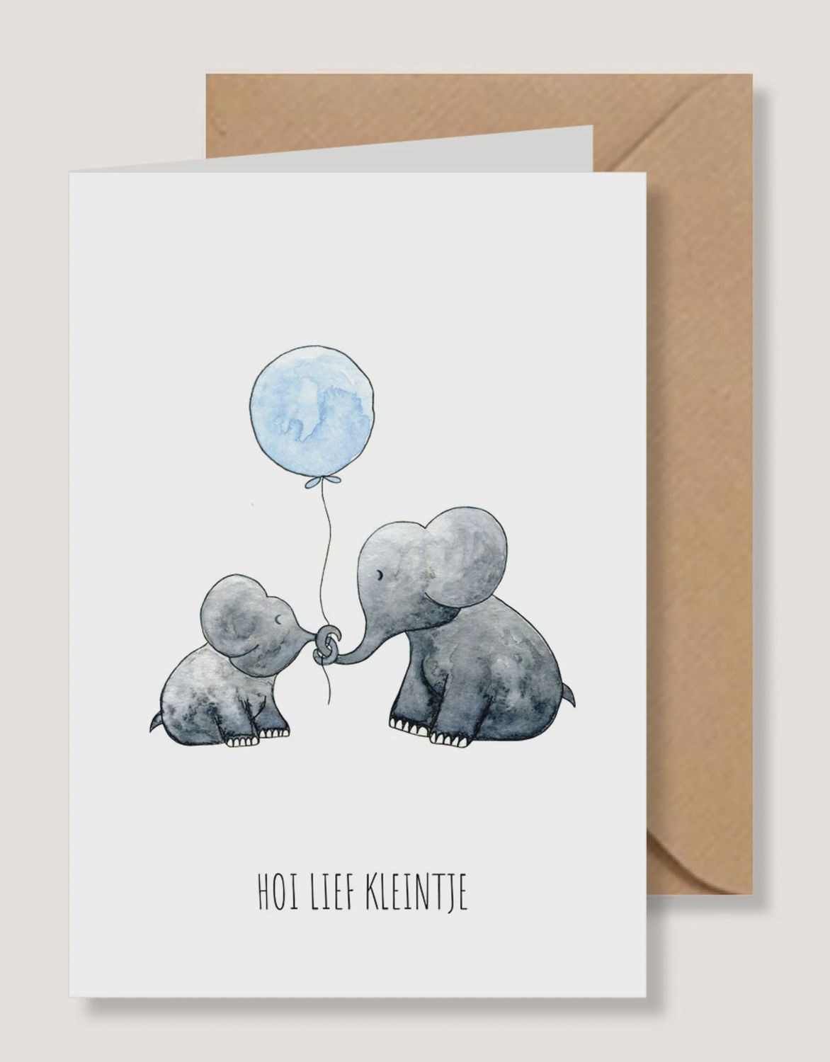 Juulz Geboortekaart Hoi Lief Kleintje Olifant Blauw