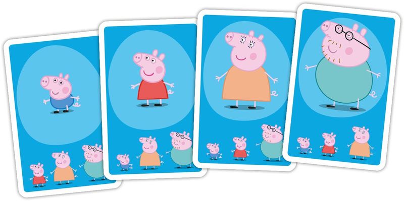 Kwartet kaarten met hierop de afbeeldingen van Peppa en mama big