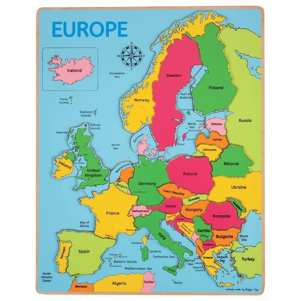Bigjigs Toys houten puzzel Kaart van Europa – 25 stuks