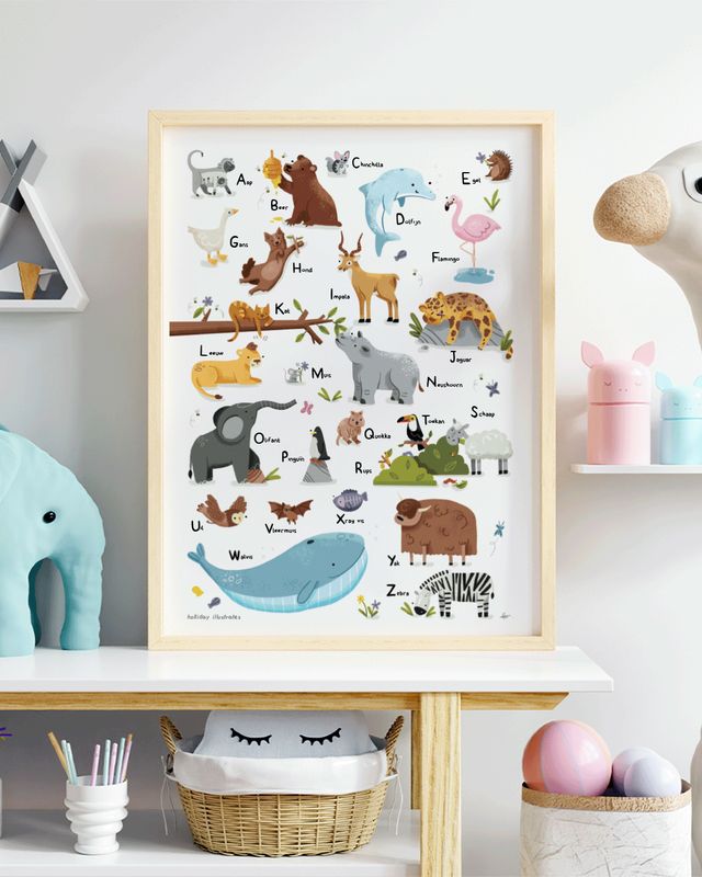 Holliday Illustrates dieren alfabet poster A3