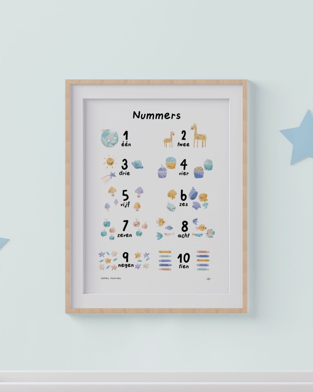Holliday Illustrates getallen poster A3
