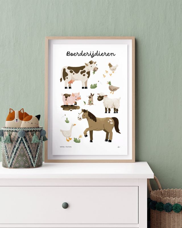 Holliday Illustrates boerderijdieren poster A4