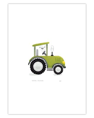Holliday Illustrates Tractor Poster A4 - groene tractor