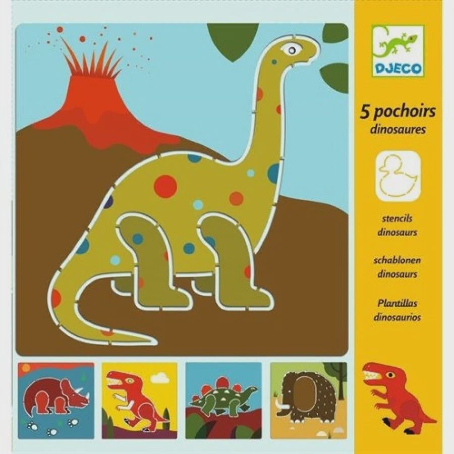 Djeco tekensjablonen dinosaurussen 5 stuks
