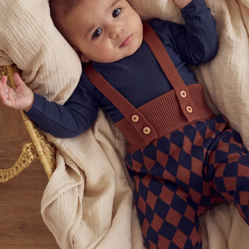 Harlequin knit overalls baby