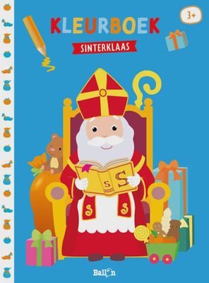 Sinterklaas die op een stoel uit het grote boek aan het voorlezen is