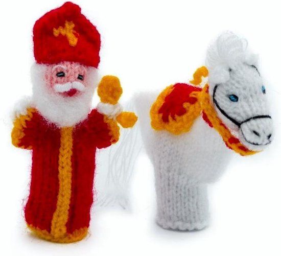 Sinterklaas en paard (los) gebreid en handgemaakt