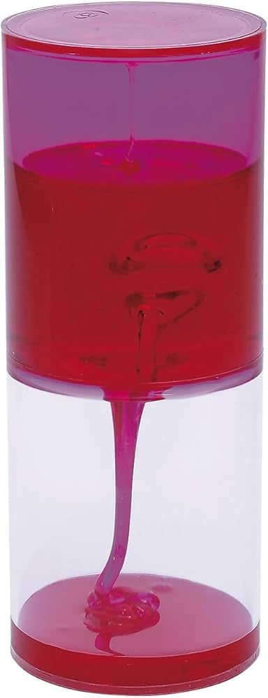 Close-up van een roze TickiT Sensorische Ooze Tube met langzaam stromende vloeistof.