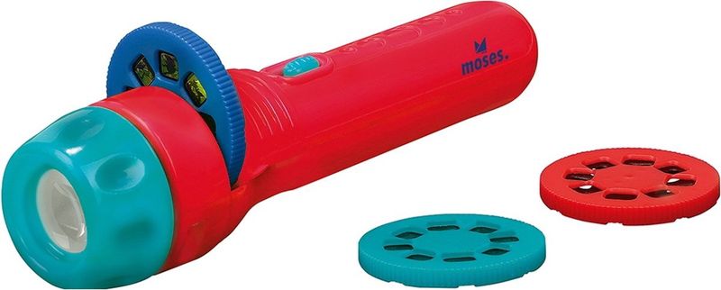 kleine zaklamp of projector in de kleur rood van merk Moses