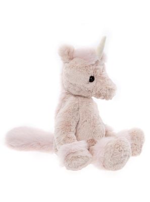 Zij aanzicht parel witte Charlie Bears knuffel Unicorn