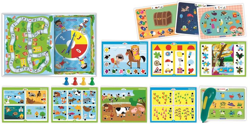 Afbeeldingen van de diverse verschillen "spellen" die in het Clementoni spel zitten