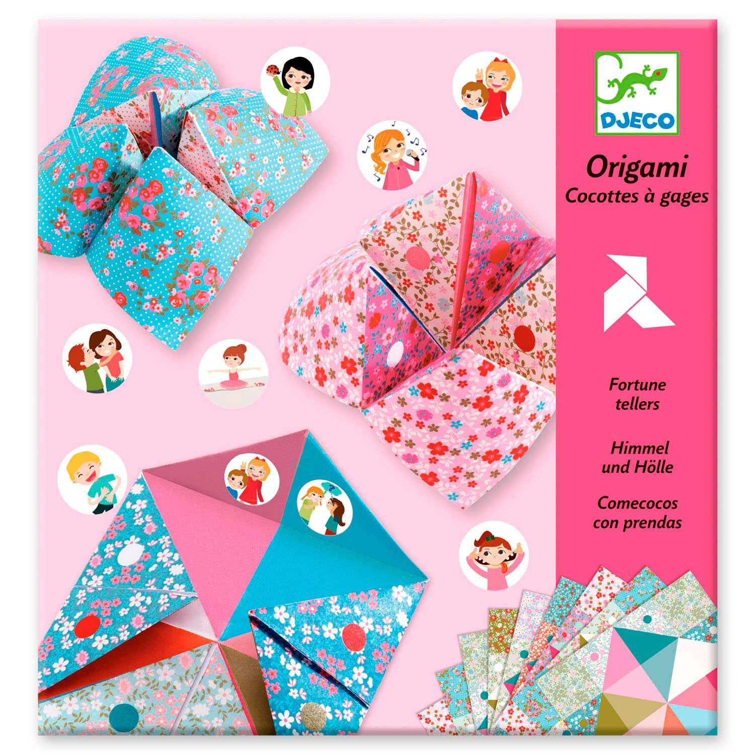 Djeco verpakking van origami met op de voorkant een aantal mooi gekleurde vogelspellen