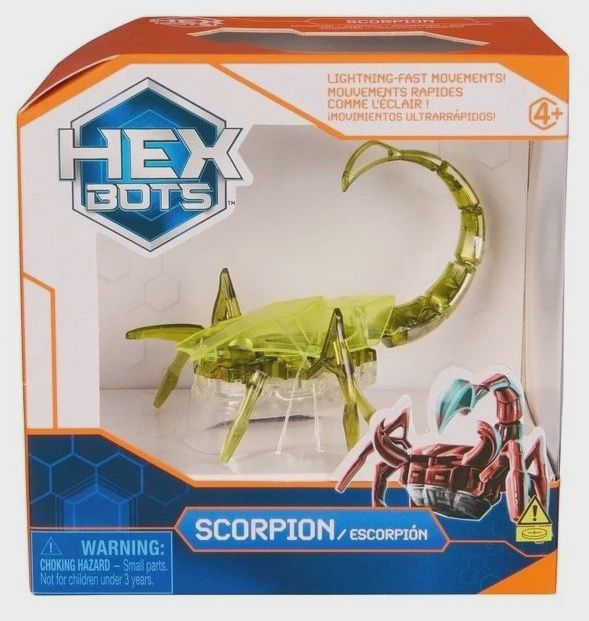 Geel/groene schorpioen in verpakking van hexbots